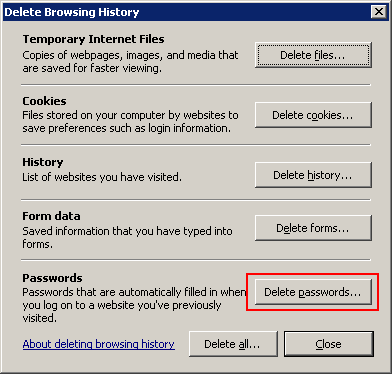 Delete IE Passwords
