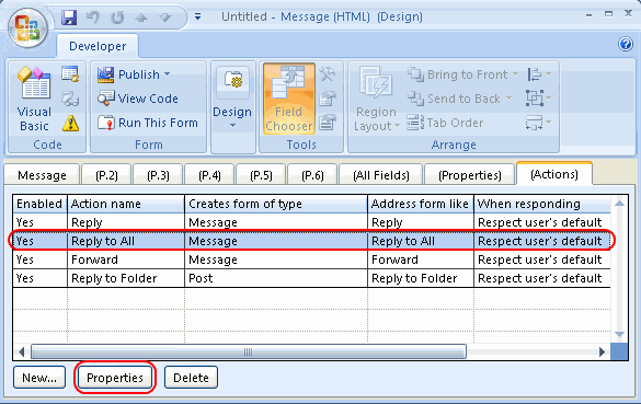 Actions tab
