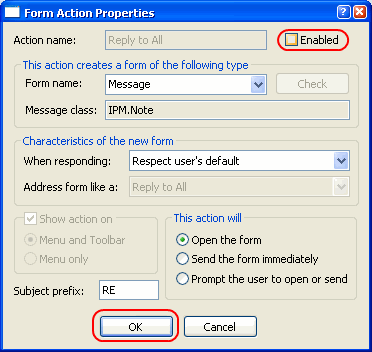 Form Action Properties