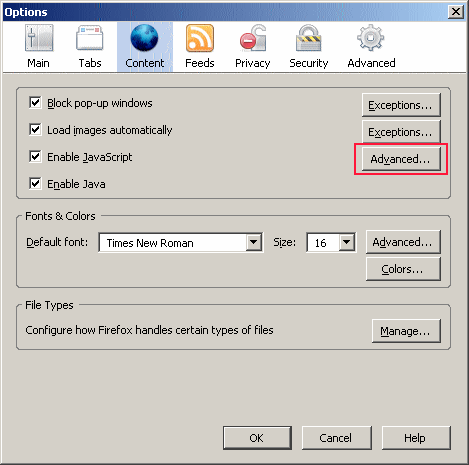 Firefox Options