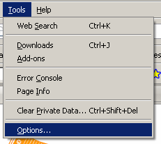 Firefox - Tools - Options