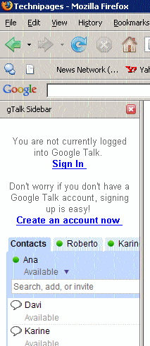 GoogleTalk in Firefox Window