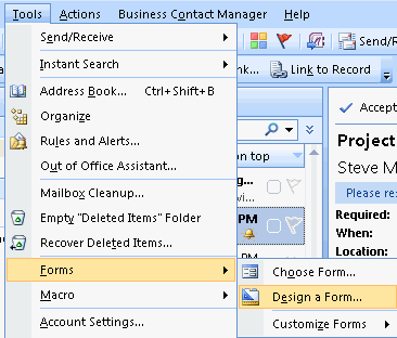 Design a form menu