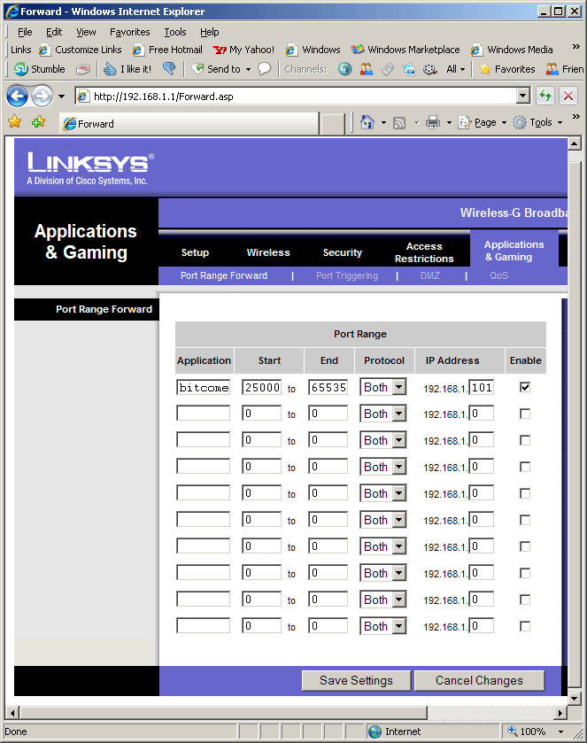 Port Forwarding on Linksys Router