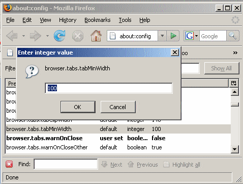 Firefox - browser.tabs.tabminWidth setting