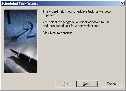 Scheduled Tasks wizard starts