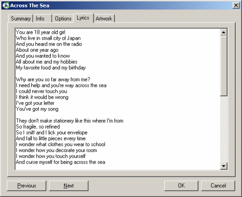 iTunes Lyrics Tab