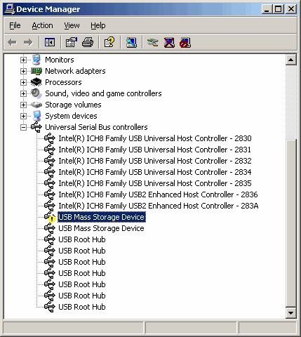 2 Mass Storage Devices in Device Manager