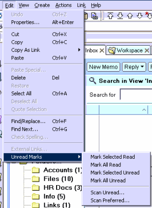 Unread Marks Menu