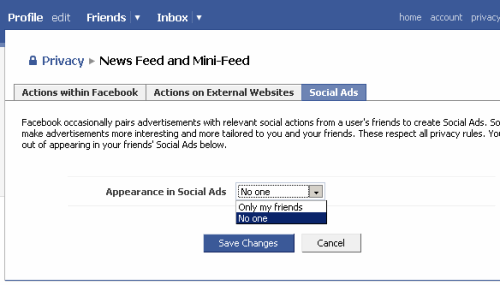 Facebook Social Ads tab.