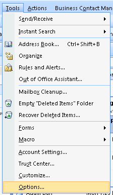 Tools > Options menu