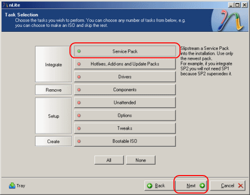 Select task