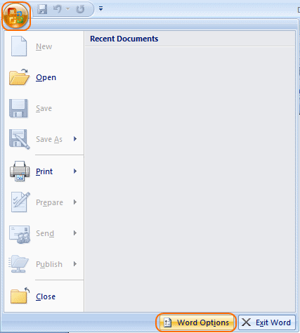 Office button screen