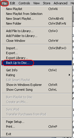 Select Back Up to Disc