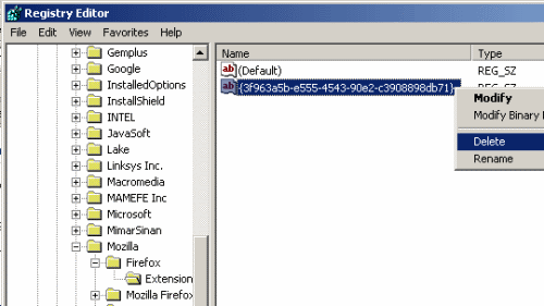 AVG Safe Search Plug-in in Registry