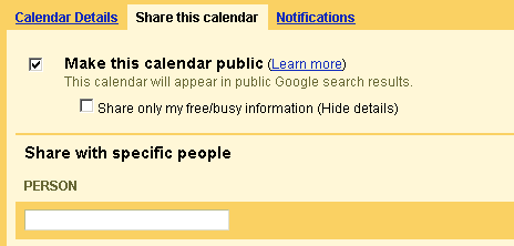 Google Share Calendar