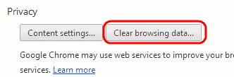 Google Chrome Clear browser data buton Google Chrome Clear browser data buton