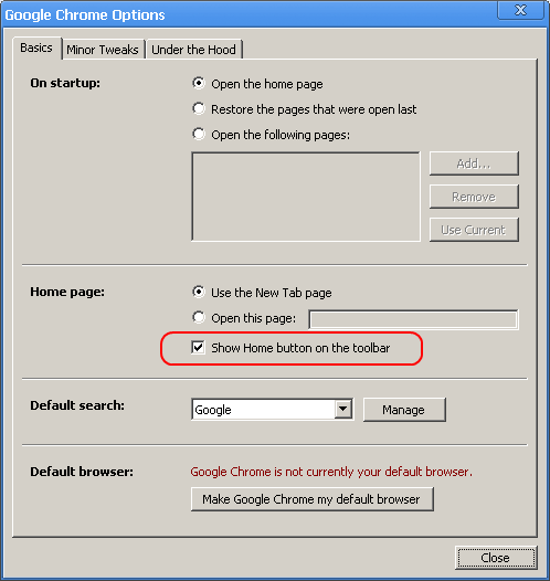 show-home-button-setting Google Chrome - Enable Home button setting