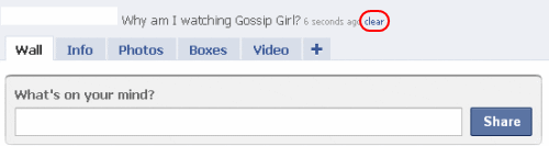 Clear Facebook status Clear Facebook status