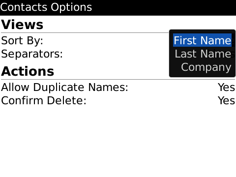Sort Contacts Sort Contacts