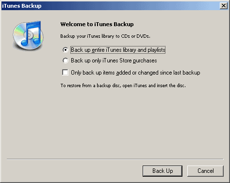 iTunes backup options iTunes backup options