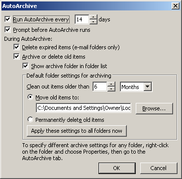 Outlook 2010 AutoArchive settings Outlook 2010 AutoArchive settings