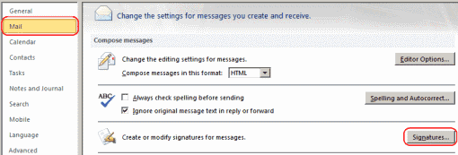 Outlook 2010 Signatures option Outlook 2010 Signatures option