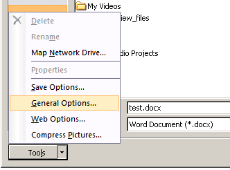 Word 2010 General Options selection Word 2010 General Options selection