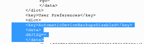 iTunes disable backup in xml file