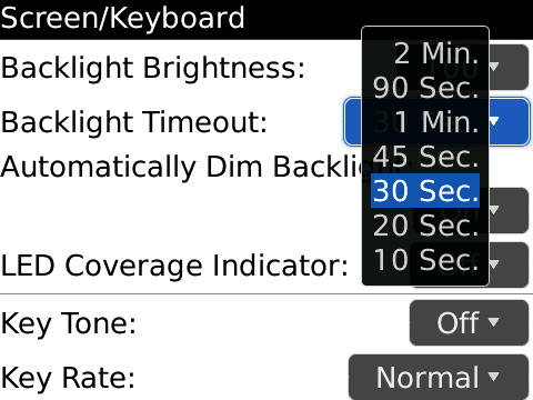 BB Tour backlight setting BB Tour backlight setting