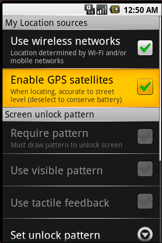 Enable GPS setting Enable GPS setting