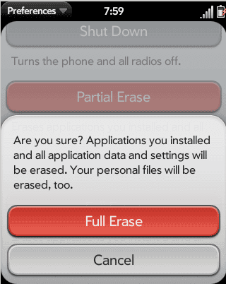 Hard reset code palm pixi
