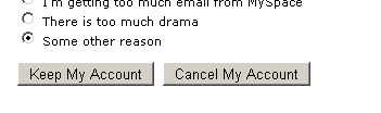 Cancel Myspace option Cancel Myspace option