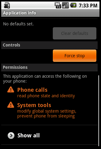 Force stop app on Droid