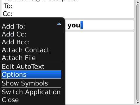 Compose email Options Compose email Options