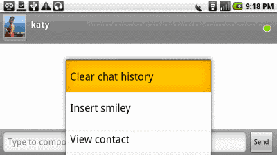 GTalk Clear chat history selection GTalk Clear chat history selection