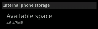 Available space on Nexus One