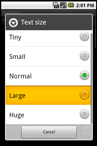 Change font size