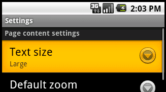 Nexus One text size option