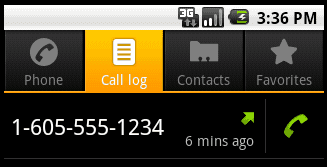 Nexus One Call Log option
