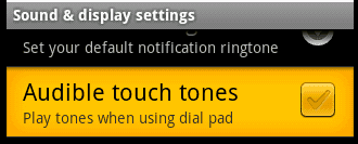 Disable touch tone sounds