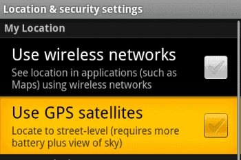 Nexus One GPS setting Nexus One GPS setting
