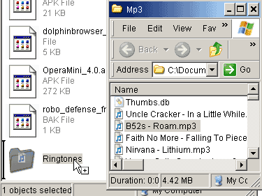Drag to ringtones folder