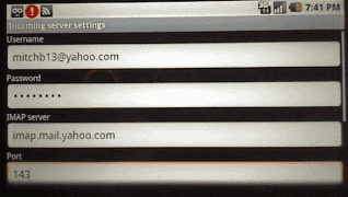 Enter mail server info