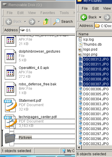 Drag and drop pictures to picture folder Drag and drop pictures to picture folder