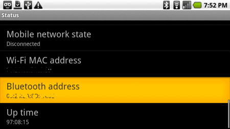Droid Bluetooth address Droid Bluetooth address