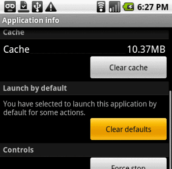 Clear defaults button Clear defaults button