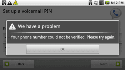 Google Voice error Google Voice error