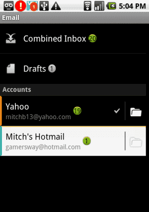 Hold finger down on email account Hold finger down on email account