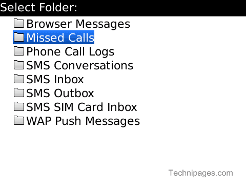 Curve Missed Calls folder